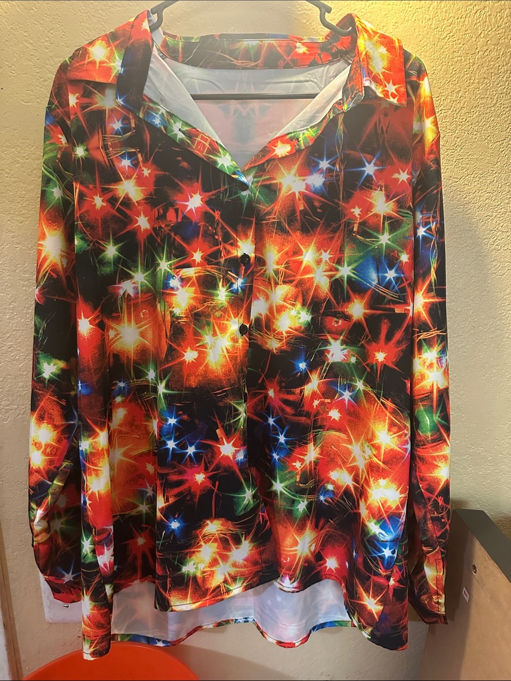 Women’s Christmas lights Button-Up Top